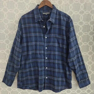 Slate & Stone Flannel Button Down Blue Plaid Men's Shirt XL